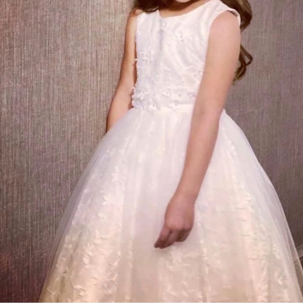 Charming Ivory Floral Kids Dress